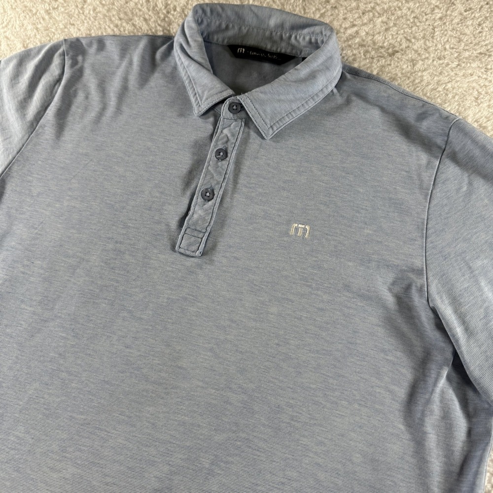 Travis Mathew Athletic Golf‎ Polo Shirt Light Blue Large Men's Button Collar